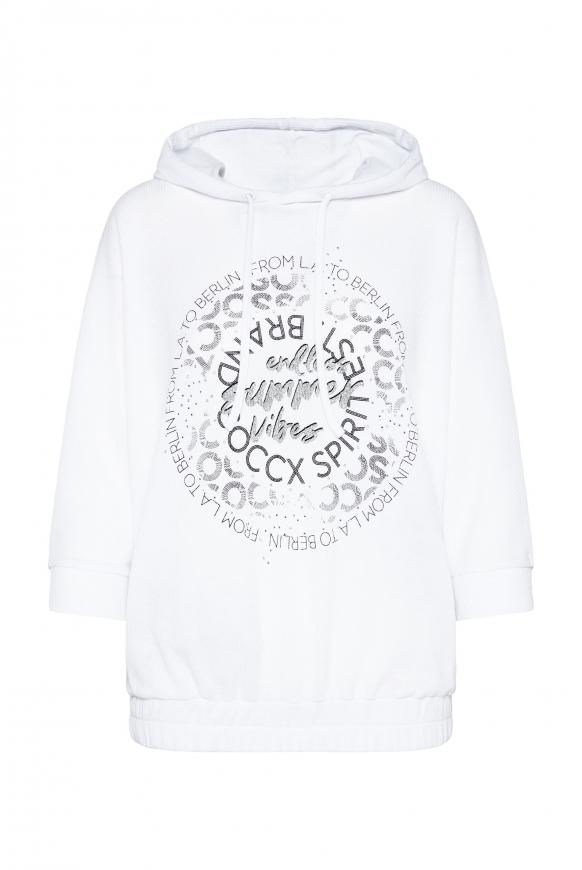 Hoodie Kurzarm aus Waffelpikee opticwhite