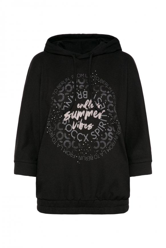 Hoodie Kurzarm aus Waffelpikee black