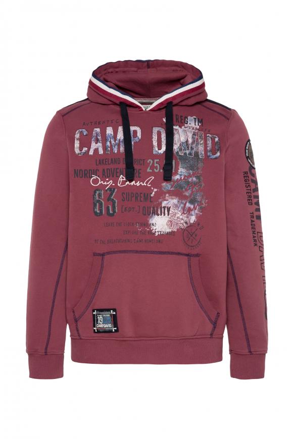 Hoodie mit Tapes und Logo-Applikationen dark red