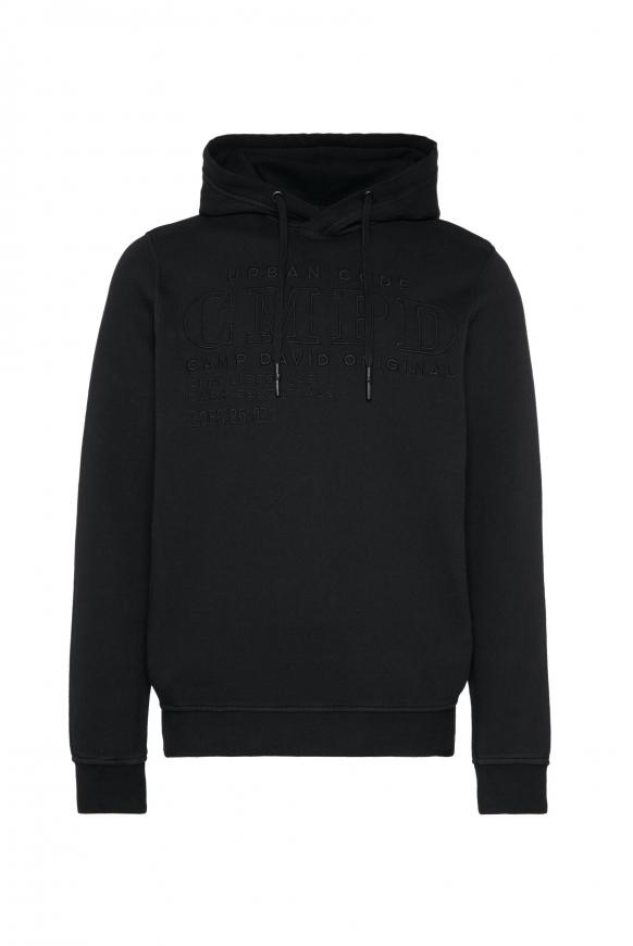 Hoodie mit tonigen Logo-Stickereien black