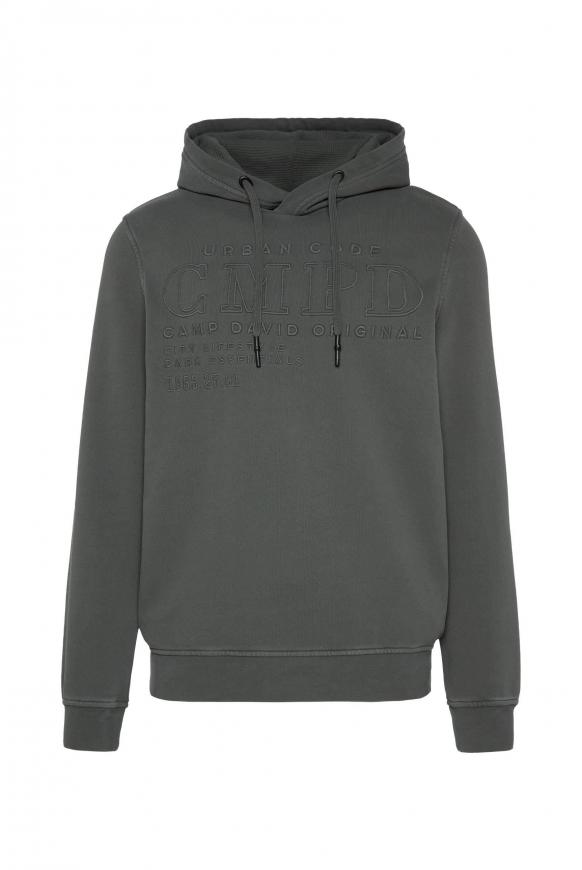 Hoodie mit tonigen Logo-Stickereien dark olive
