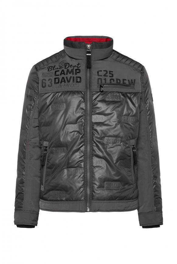 Jacke im Materialmix mit Prägedruck dark anthra