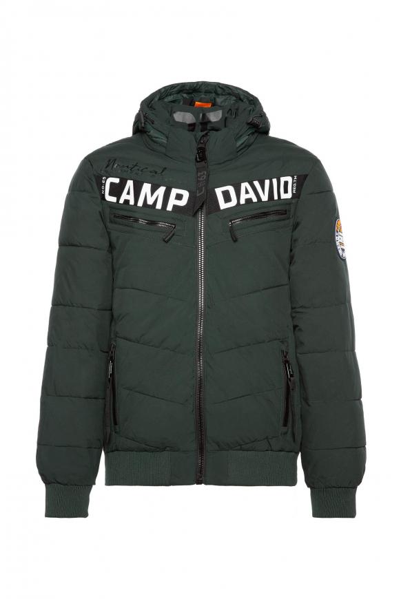Jacke mit Kapuze und Logo-Design kale green