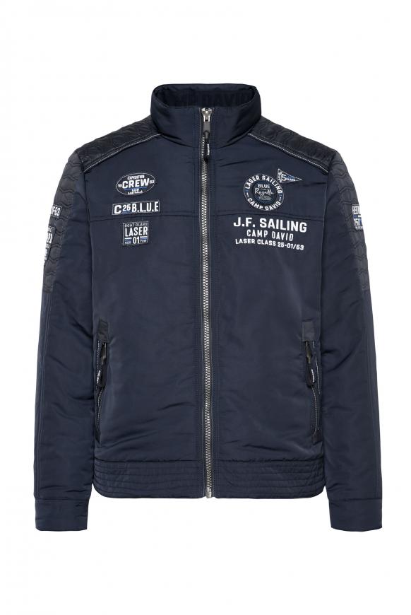 Jacke mit Label Patches und Stickereien blue navy