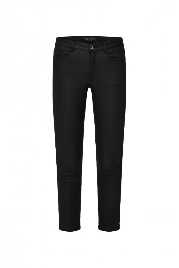 Jeans mit Beschichtung und tonigem Seitentape black