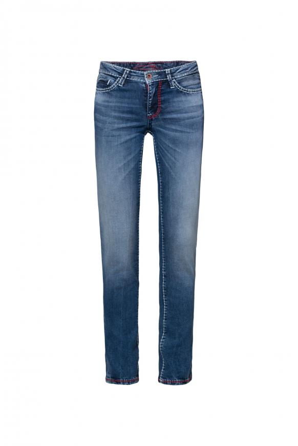 Jeans RO:MY mit geradem Bein und Used Look blue aged