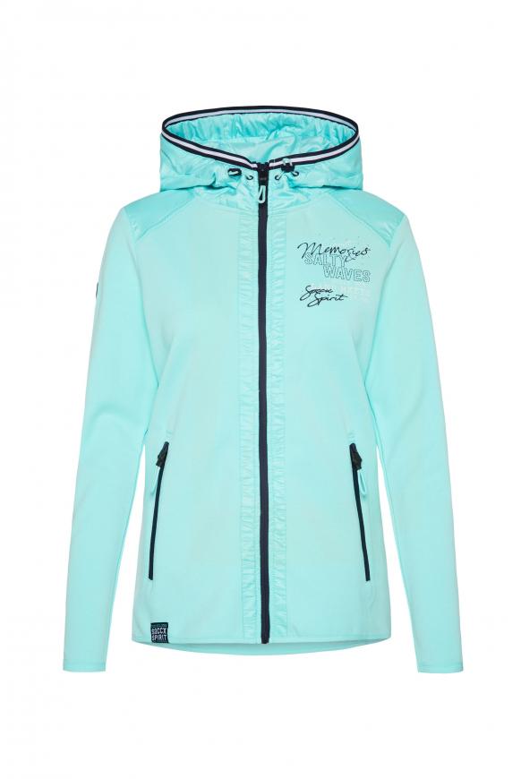 Kapuzenjacke im Materialmix ocean aqua