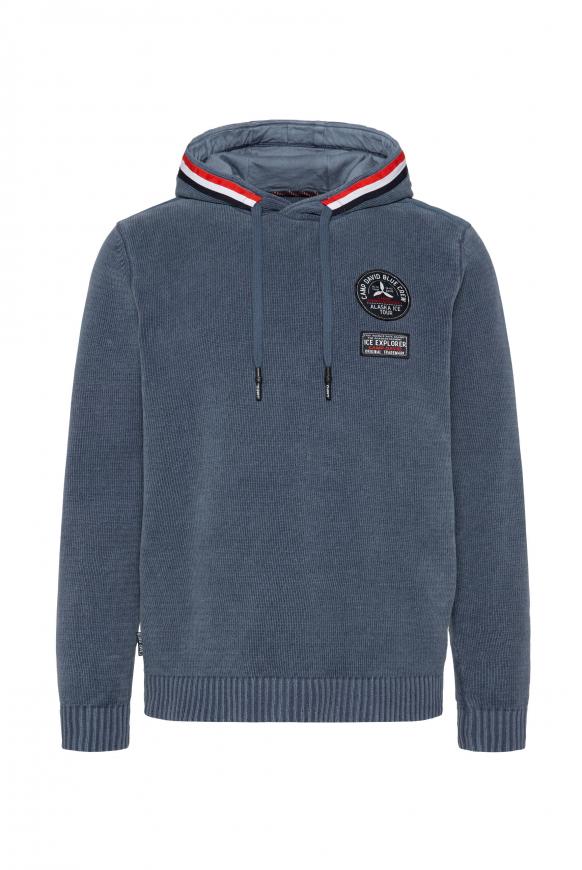 Kapuzenpullover mit Tape und Patches dark sky