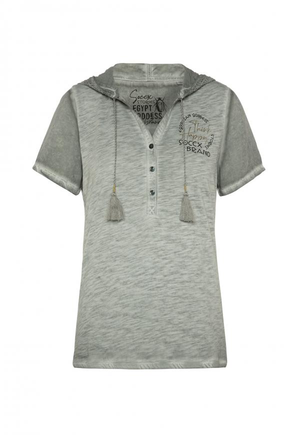 Kapuzenshirt mit Spitze und Rücken-Print sage green