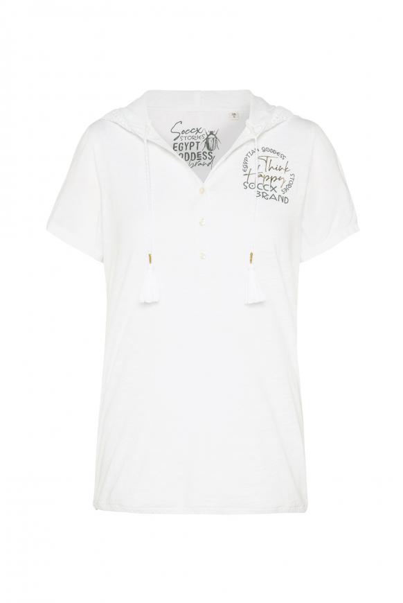 Kapuzenshirt mit Spitze und Rücken-Print opticwhite