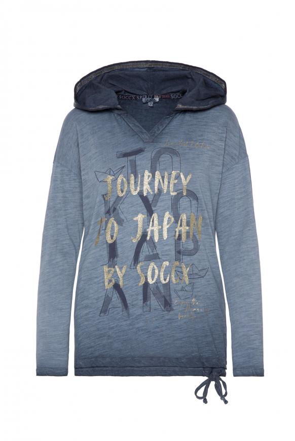 Kapuzenshirt mit Wording Print blue navy