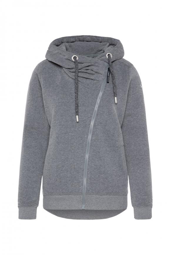 Kapuzensweatjacke mit diagonalem Reißverschluss blue navy melange