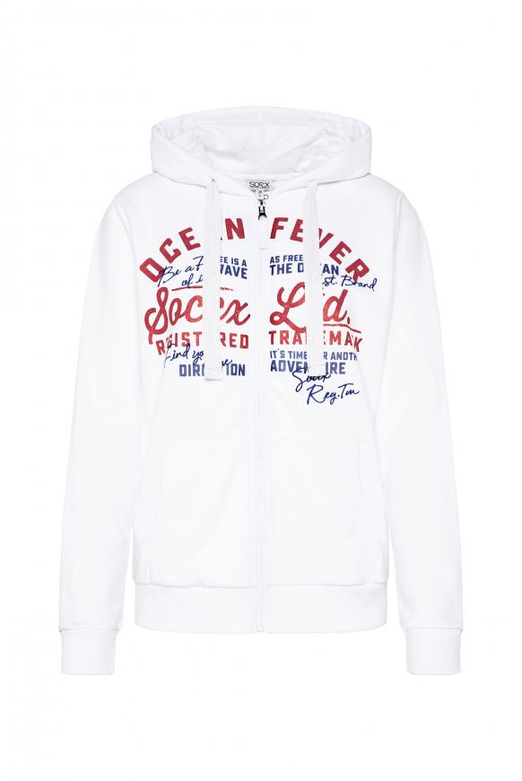 Kapuzensweatjacke mit Glitter Artwork opticwhite