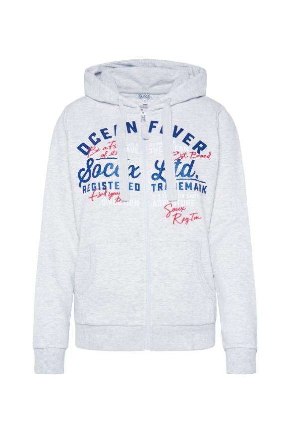 Kapuzensweatjacke mit Glitter Artwork white melange