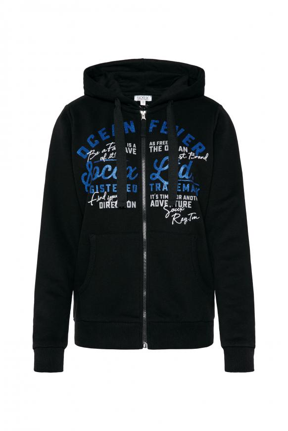 Kapuzensweatjacke mit Glitter Artwork black