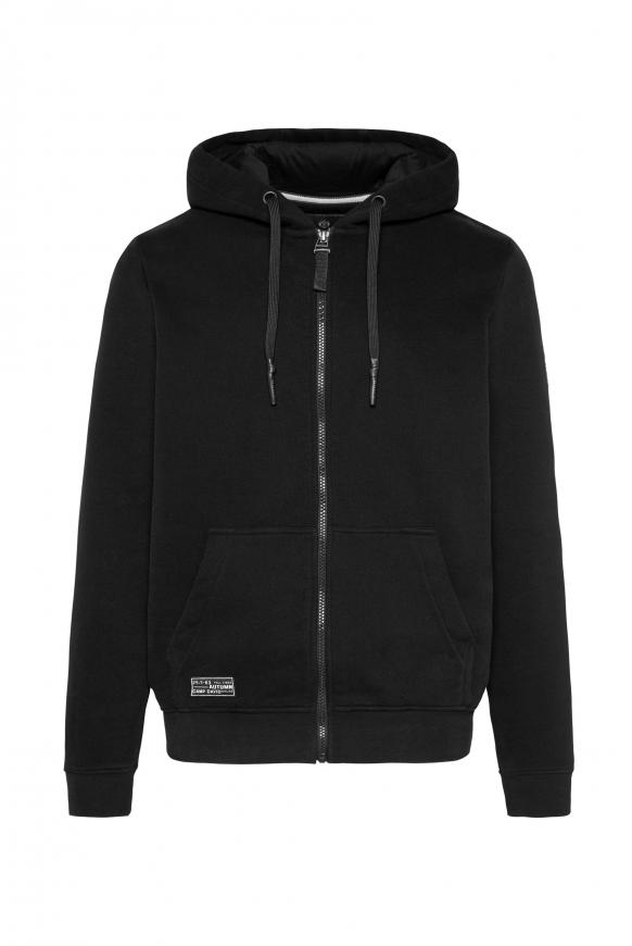 Kapuzensweatjacke mit Patches black