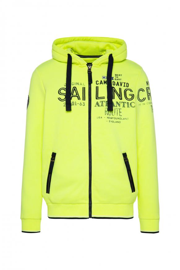 Kapuzensweatjacke mit plakativen Artworks neon lime