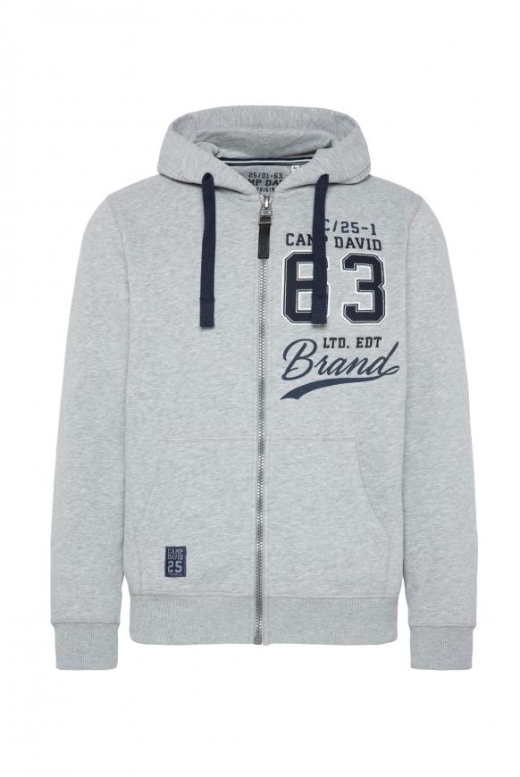 Kapuzensweatjacke mit Retro-Artwork grey melange