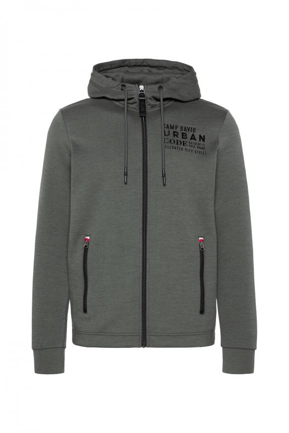 Kapuzensweatjacke mit Rücken-Artwork dark olive