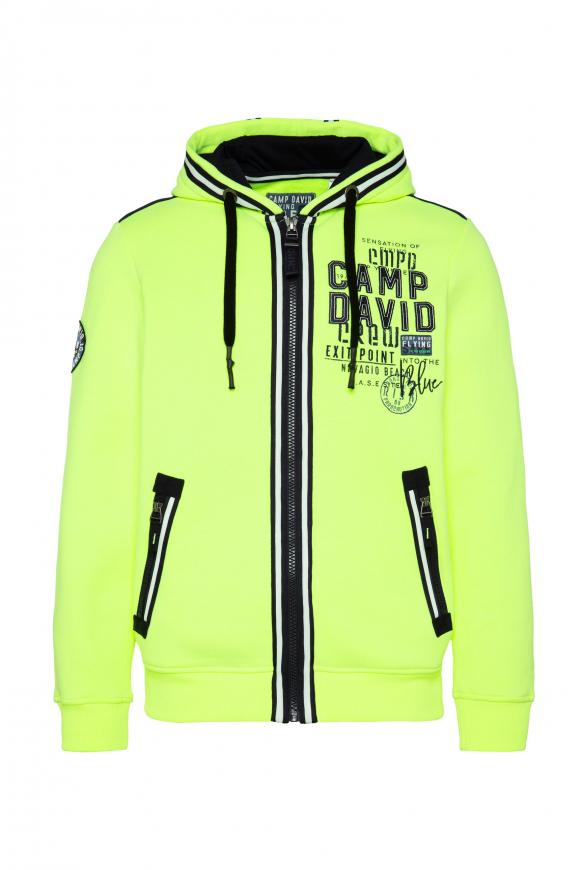 Kapuzensweatjacke mit Tapes und Artworks neon lime