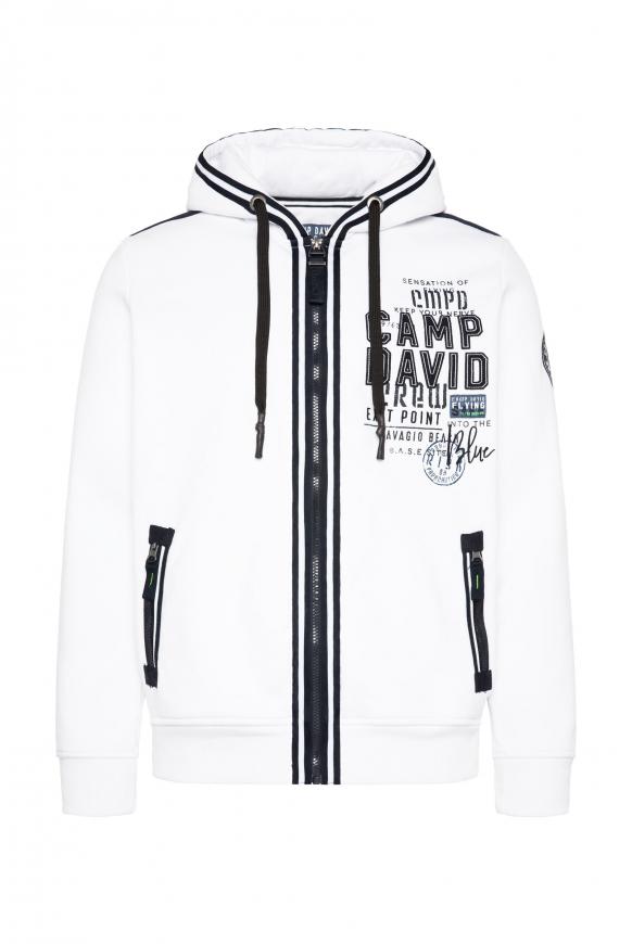 Kapuzensweatjacke mit Tapes und Artworks opticwhite