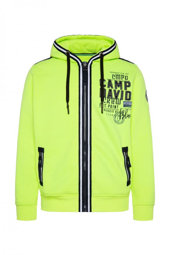 Kapuzensweatjacke mit Tapes und Artworks neon lime