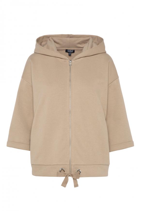 Kapuzensweatjacke Oversized mit kurzen Ärmeln sandpaper