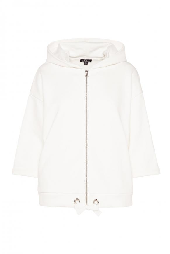 Kapuzensweatjacke Oversized mit kurzen Ärmeln cotton white
