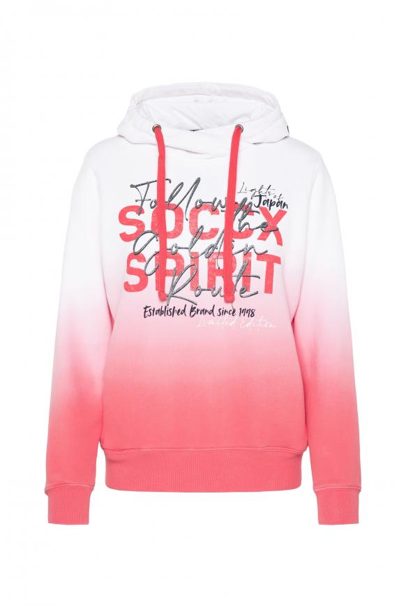 Kapuzensweatshirt Dip Dye mit Artworks opticwhite