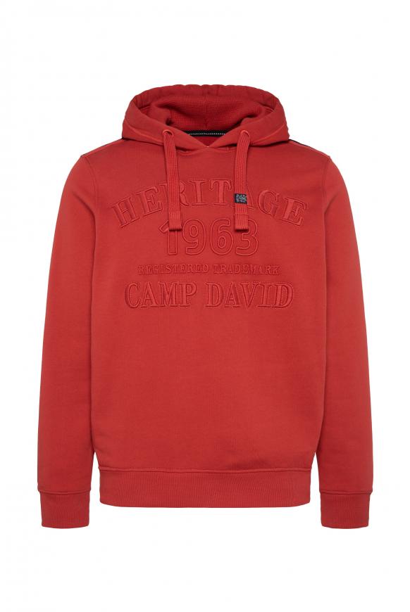 Kapuzensweatshirt mit 3D-Stickereien vintage red
