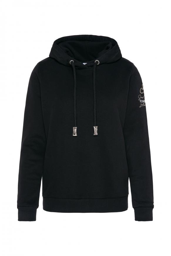 Kapuzensweatshirt mit Ärmel-Artwork black