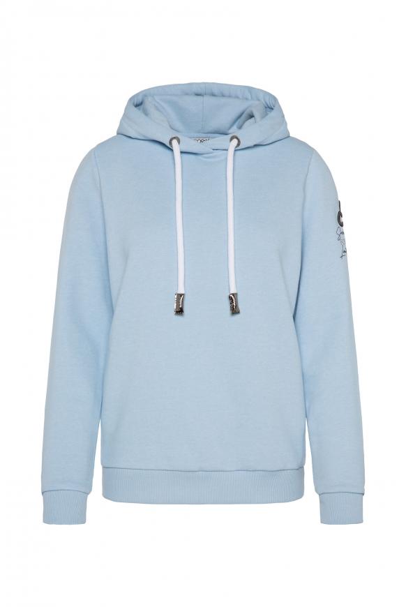 Kapuzensweatshirt mit Ärmel-Artwork lagoon melange