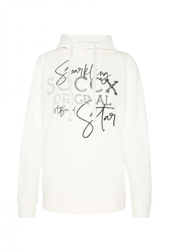 Kapuzensweatshirt mit Glitter Artwork ivory