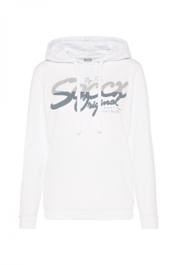 Kapuzensweatshirt mit Glitter Puff Print white