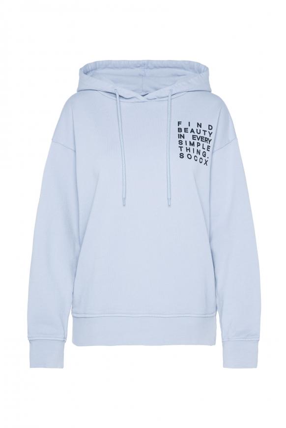 Kapuzensweatshirt mit kleinem Label Print light blue