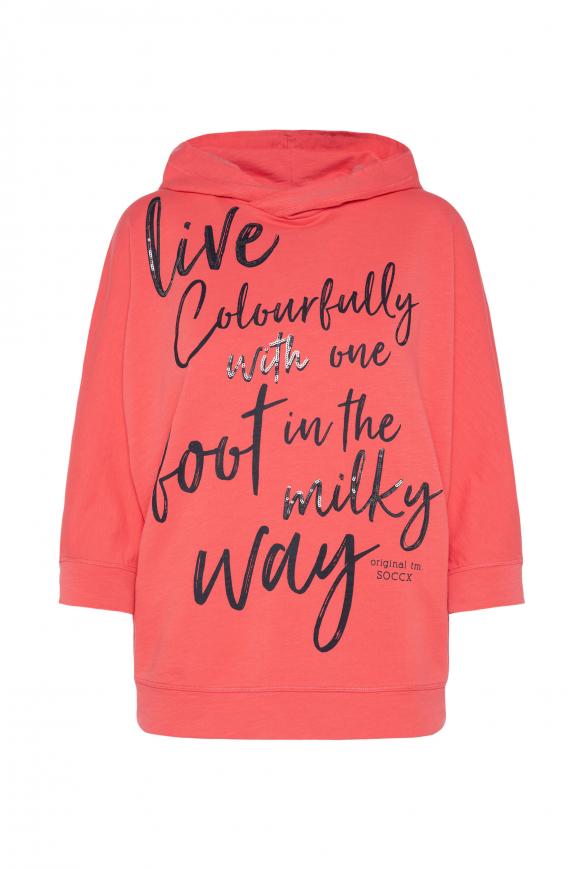 Kapuzensweatshirt mit kurzen Ärmeln sunset red