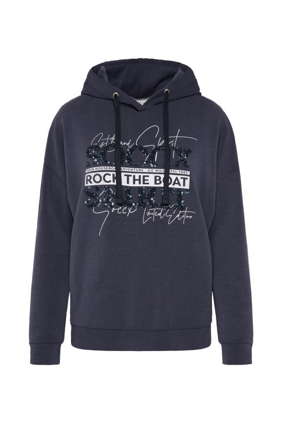 Kapuzensweatshirt mit Pailletten-Artwork blue navy