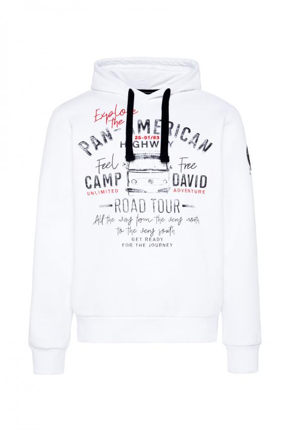 Kapuzensweatshirt mit plakativen Artworks opticwhite