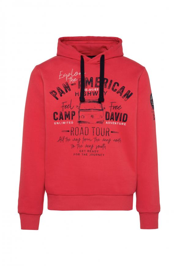 Kapuzensweatshirt mit plakativen Artworks red orange