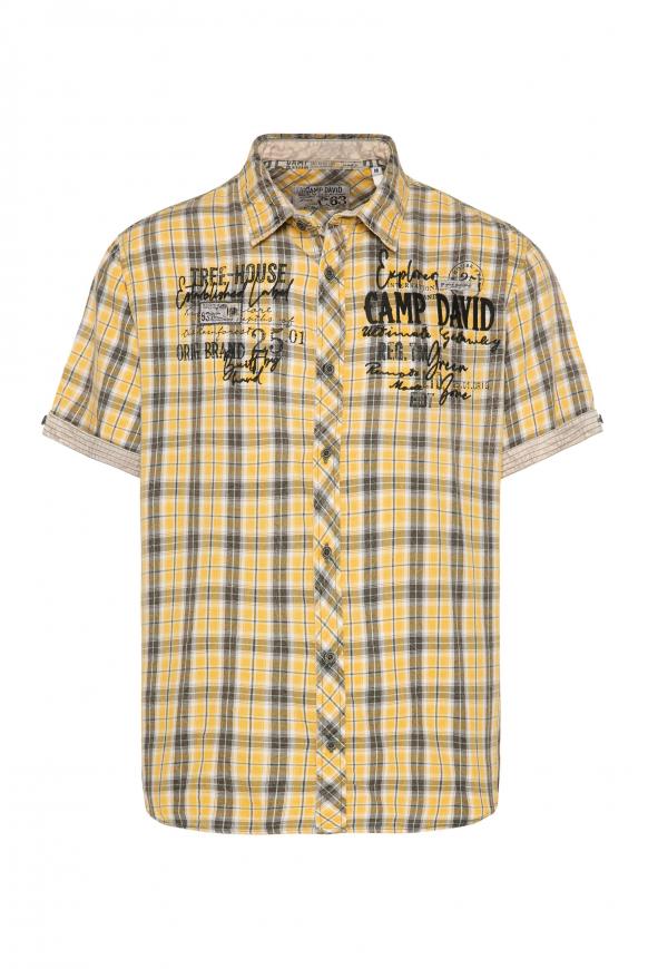 Kariertes Freizeithemd mit Logo Artworks mountain yellow