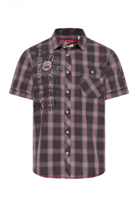Karohemd Acid Washed mit Label-Applikationen mud