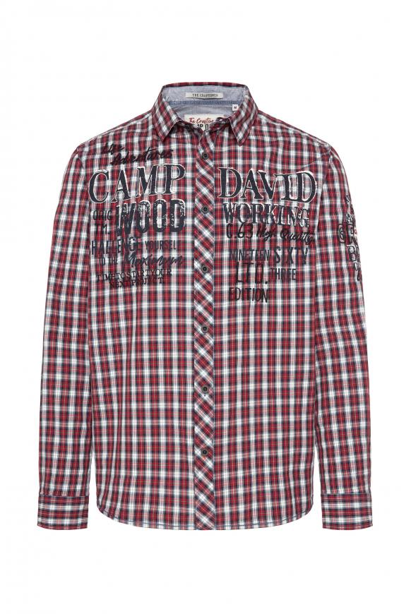 Karohemd mit Logo-Applikationen vintage red