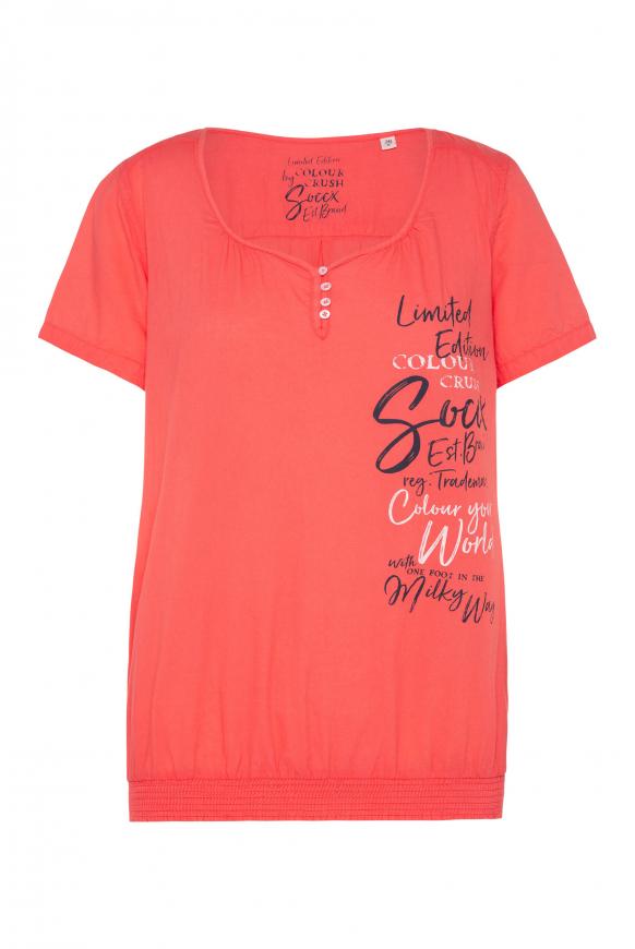 Kurzärmelige Serafino-Bluse mit Print sunset red