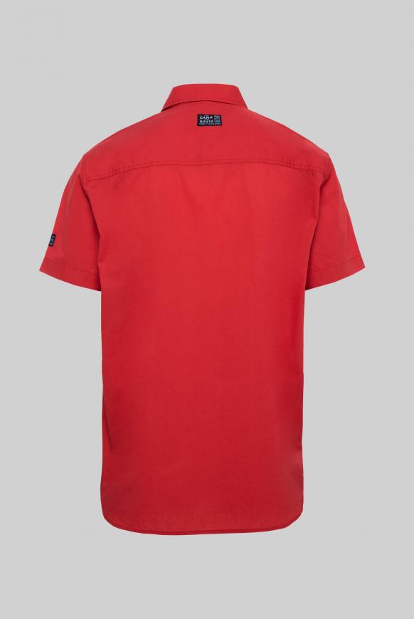 Kurzärmliges Hemd mit Label-Applikationen shark red