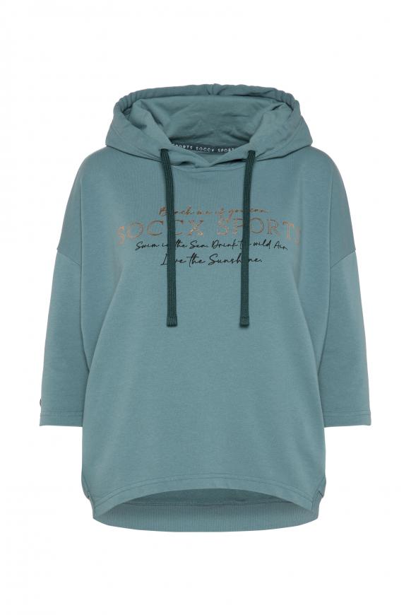 Kurzärmliges Kapuzensweatshirt mit Print sea foam