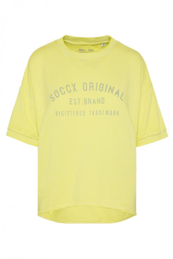 Kurzarm-Sweatshirt mit Retro Logo faded yellow