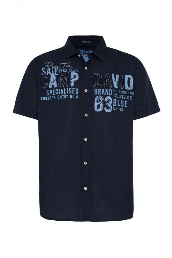 Kurzarmhemd mit Logo-Applikationen blue navy