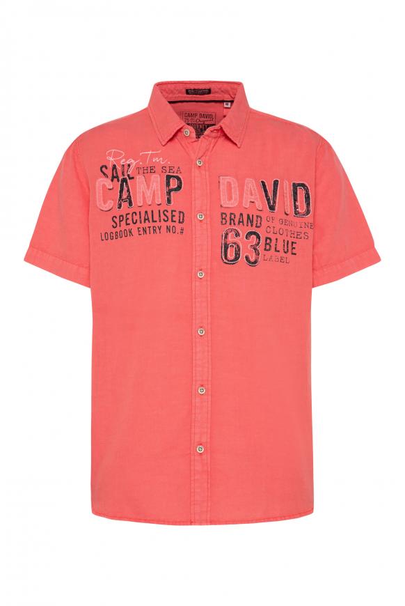 Kurzarmhemd mit Logo-Applikationen sunset red
