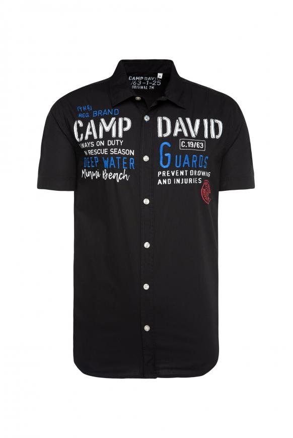 Kurzarmhemd mit Logo-Applikationen black