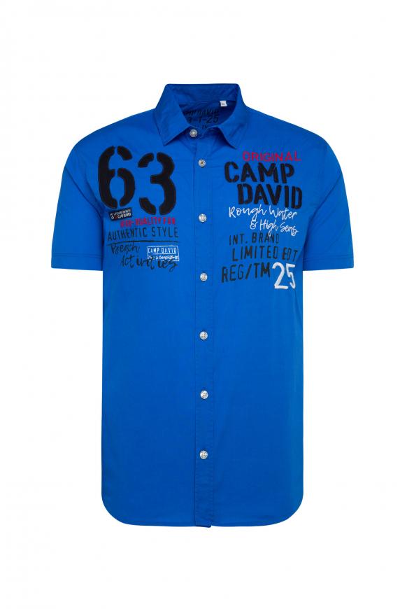 Kurzarmhemd mit Logo-Applikationen coastal blue